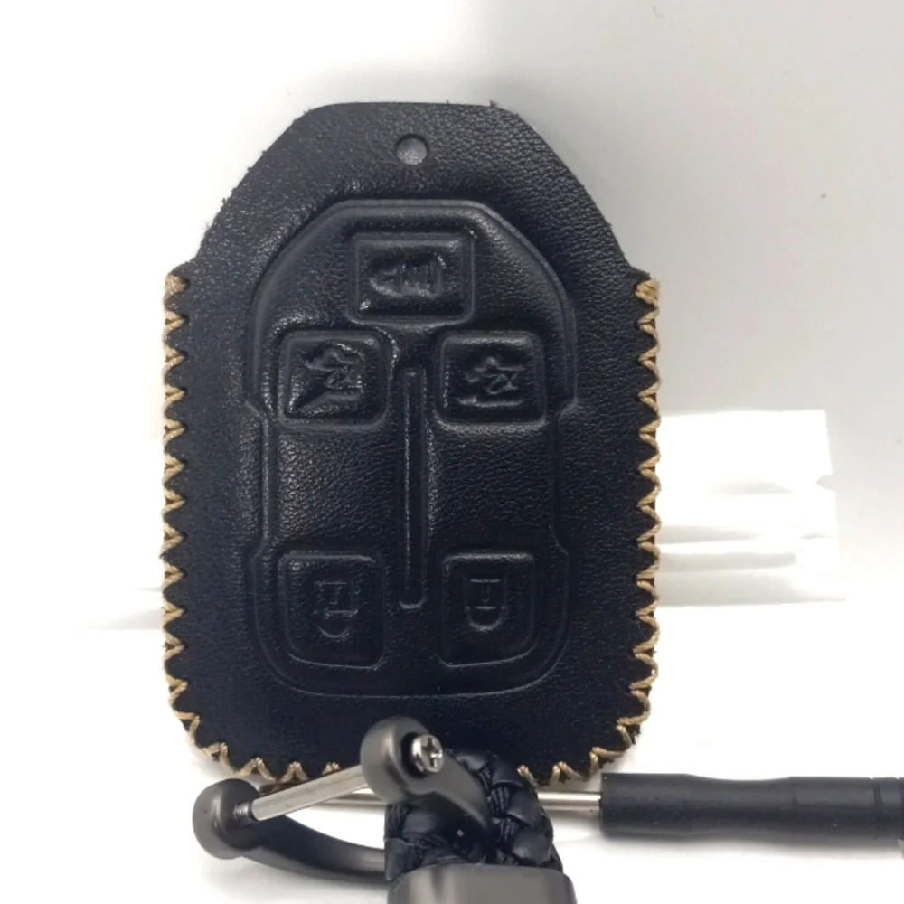 LEATHER GMC YUKON XL CHEVROLET TAHOE 5 BUTTON KEY FOB COVER CASE